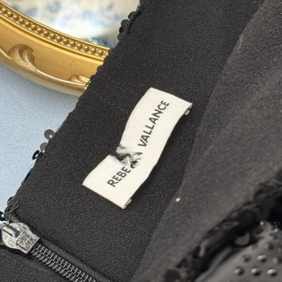 🆕REBECCA VALLANCE 🧿 NWOT Diana Black Sequined Mesh Trimmed Gown Sz AU 14 US 10 - Picture 13 of 16